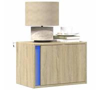 FUDUGEHMIOFWFJJ Comodini a Parete con Luci LED 2 Pezzi Rovere Sonoma, Nightstand Wall Mounted with RGB Lights, Modern Bedroom Furniture with Drawer Storage, Space Saving Design for Home Decor