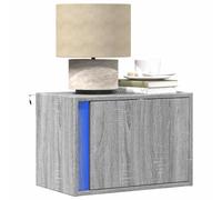 FUDUGEHMIOFWFJJ Comodini a Parete con Luci LED RGB 2 Pezzi Grigio Sonoma, Nightstand Wall Mounted with LED Lights, Modern Bedroom Furniture with Drawer Storage, Space Saving Design