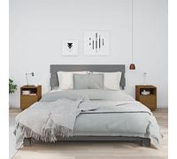 FUDUGEHMIOFWFJJ Comodini Ambrati 2 pz Nightstands with Storage, Solid Pine Wood Bedside Tables 40x34x55 cm, Amber Brown Finish for Bedroom Living Room