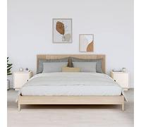 FUDUGEHMIOFWFJJ Comodini Bianco 2 pz 40x34x45 cm in Legno Massello di Pino Nightstands with Storage, Modern Bedside Tables with Door and Shelves for Bedroom Decor