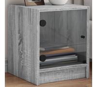 FUDUGEHMIOFWFJJ Comodini Camera da Letto con Ante Vetro 2 Pezzi Grigio Sonoma 35x37x42 cm Mobile Notte Moderno con Piano Appoggio Stabile e Ampio Spazio Archiviazione per Camera da Letto e Soggiorno