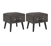 FUDUGEHMIOFWFJJ Comodini Grigi 2 pz 40x35x40 cm in Velluto, Grey Velvet Nightstand with Drawer, Pine Wood Bedside Table, Modern Bedroom Storage Organizer, Multipurpose Ottoman and Dresser