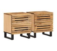 FUDUGEHMIOFWFJJ Comodini Industriali 2 Pezzi in Legno Massello Mango con 2 Cassetti 40x34x46 cm per Camera da Letto Soggiorno Moderno Design Unico e Stabile