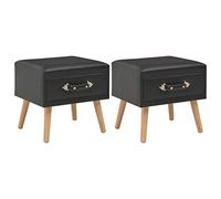 FUDUGEHMIOFWFJJ Comodini Neri 2 pz Nightstands with Drawer, 40x35x40 cm Similpelle Bedside Tables, Modern Bedroom Storage Organizer, Sturdy Pine Wood Construction, Set of 2 Black End Tables