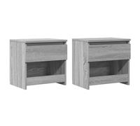 FUDUGEHMIOFWFJJ Comodini Rovere Grigio 2pz Nightstand with Drawer and Shelf, Engineered Wood Bedside Table 40x30x39 cm for Bedroom Storage, Modern Gray End Table with Stable Top for Living Room Decor