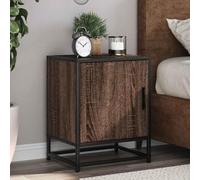 FUDUGEHMIOFWFJJ Comodini Rovere Marrone 2 pz Nightstand with Storage, Bedside Table with Door Shelf, Multilayer Wood and Metal Construction for Bedroom Living Room