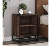 FUDUGEHMIOFWFJJ Comodini Rovere Marrone 2 pz Nightstands with Storage Shelves, Bedroom Side Tables with Metal Frame, Multilayer Wood End Tables for Living Room Bedroom