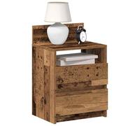 FUDUGEHMIOFWFJJ Comodino 2 Cassetti Legno Antico 40x33x60 cm Bedside Table with Storage Drawers, Modern Nightstand with Open Shelf, Durable Particle Board Furniture for Bedroom