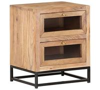 FUDUGEHMIOFWFJJ Comodino 40x30x50 cm Legno Massello Acacia Industrial Style Nightstand with 2 Drawers Solid Wood Bedside Table for Living Room Bedroom Decor