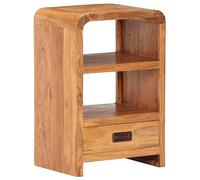 FUDUGEHMIOFWFJJ Comodino 40x30x60 cm in Legno Massello Acacia Finitura Ambra, Nightstand with 2 Shelves and Drawer, Solid Wood Bedside Table for Bedroom Storage Organization