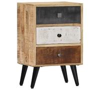 FUDUGEHMIOFWFJJ Comodino 40x30x60 cm in Legno Massello di Mango with 3 Drawers, Mid-Century Modern Nightstand for Bedroom, Vintage Wooden Side Table with Wall Mounting Kit