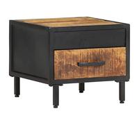 FUDUGEHMIOFWFJJ Comodino 40x40x35 cm in Legno di Mango Grezzo Rustic Industrial Bedside Table with Powder Coated Steel Legs for Bedroom Living Room Storage