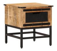 FUDUGEHMIOFWFJJ Comodino 40x40x45 cm Legno Massello Mango Bedside Table with Drawer, Iron Frame, Spacious Storage for Bedroom Living Room Nightstand