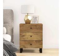 FUDUGEHMIOFWFJJ Comodino 50x33x62cm Legno Massello di Mango con 3 Cassetti, Mobiletto Camera da Letto Design Industriale, Tavolino Moderno per Soggiorno e Camera