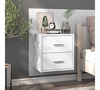 FUDUGEHMIOFWFJJ Comodino a Muro Bianco Lucido - Mobile da Parete con Cassetti, Comodino Sospeso per Camera da Letto, Soggiorno, Design Moderno, Multifunzionale, Legno Multistrato, Facile da Pulire