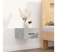 FUDUGEHMIOFWFJJ Comodino a Muro Grigio Cemento 35x35x20 cm - Modern Wall Mounted Nightstand with Storage Shelf, Space Saving Bedside Table for Small Rooms, Multilayer Wood Material
