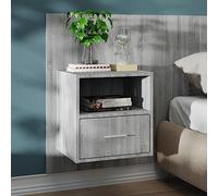 FUDUGEHMIOFWFJJ Comodino a Muro Grigio Sonoma Floating Nightstand Wall Mounted Shelf with Storage Space Saving Design for Bedroom Living Room Modern Furniture