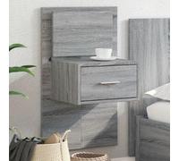 FUDUGEHMIOFWFJJ Comodino a Parete con Luci LED Grigio Sonoma, Nightstand Wall Mounted with RGB Lighting, Modern Bedside Table with Storage Drawer for Bedroom Living Room Space Saving Furniture