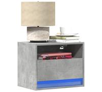 FUDUGEHMIOFWFJJ Comodino a Parete con Luci LED RGB Grigio Cemento, Nightstand Wall Mounted with LED Lights, Modern Bedroom Furniture with Storage Drawer, Space Saving Design for Home Decor
