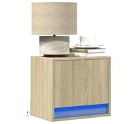 FUDUGEHMIOFWFJJ Comodino a Parete con Luci LED RGB Moderno per Camera da Letto, Comodino Sospeso con Cassetto e Illuminazione Multicolore, Design Salvaspazio in Rovere Sonoma per Arredamento Casa