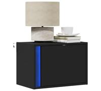 FUDUGEHMIOFWFJJ Comodino a Parete con Luci LED RGB Nero, Modern Wall Mounted Nightstand with LED Lights, Bedroom Storage Cabinet with Drawer, Space Saving Furniture for Home Decor