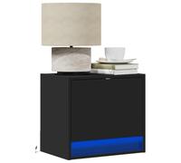FUDUGEHMIOFWFJJ Comodino a Parete con Luci LED RGB Nero Moderno per Camera da Letto, Comodino Sospeso con Cassetto e Illuminazione LED, Mobile da Parete Salvaspazio per Soggiorno e Camera