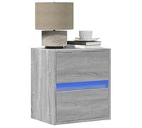 FUDUGEHMIOFWFJJ Comodino a Parete LED Grigio Sonoma with RGB Lights, Wall Mounted Nightstand with 2 Drawers, Modern Bedroom Furniture with USB Charging, Space Saving Design for Home Decor