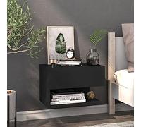 FUDUGEHMIOFWFJJ Comodino a Parete Nero Floating Nightstand Wall Mounted Bedroom Storage Shelf Modern Design Space Saving Furniture with 50kg Capacity
