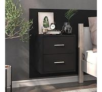 FUDUGEHMIOFWFJJ Comodino a Parete Nero Floating Nightstand Wall Mounted Cabinet with Drawers Multifunctional Storage Shelf for Bedroom Living Room Modern Design