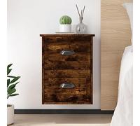 FUDUGEHMIOFWFJJ Comodino a Parete Rovere Fumo 41,5x36x53 cm Wall Mounted Nightstand with 2 Drawers Engineered Wood Bedside Table for Bedroom Living Room Modern Storage Cabinet