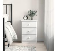FUDUGEHMIOFWFJJ Comodino ALTA Bianco 41x35x55,5 cm Pine Wood Nightstand with 3 Drawers, Bedroom and Living Room Furniture, Rustic Design, Easy Assembly and Maintenance