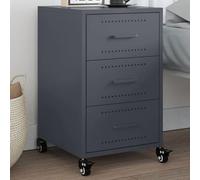 FUDUGEHMIOFWFJJ Comodino Antracite 36x39x59 cm in Acciaio with 3 Drawers, Cold Rolled Steel Bedside Table with Wheels for Bedroom Living Room, Modern Nightstand with Storage Space
