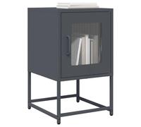 FUDUGEHMIOFWFJJ Comodino Antracite Steel Nightstand with Storage Cabinet, 36x39x60.5 cm Cold Rolled Steel Bedside Table for Bedroom, Bathroom, Kitchen, Modern Design with Handles and Metal Feet