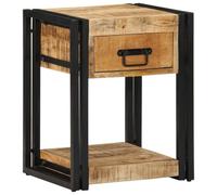 FUDUGEHMIOFWFJJ Comodino Bedside Table Nightstand with Drawer, Solid Mango Wood Bedroom Furniture, 40x35x50 cm Rustic Design for Living Room and Bedroom Storage Organizer