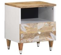 FUDUGEHMIOFWFJJ Comodino Bedside Table with Drawer, Solid Mango Wood Nightstand 40x33x46 cm, Modern Bedroom Furniture with Storage Space, Living Room End Table