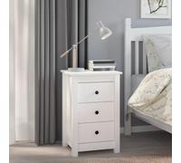 FUDUGEHMIOFWFJJ Comodino Bianca Nightstand with 3 Drawers, Solid Pine Wood Bedside Table 40x35x61.5 cm, Modern White End Table for Bedroom Living Room