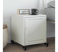FUDUGEHMIOFWFJJ Comodino Bianco 36x39x43,5 cm in Acciaio Laminato a Freddo con Ruote, Mobiletto Notte Moderno per Camera da Letto e Salotto, Design Elegante con Ampio Scomparto e Maniglia