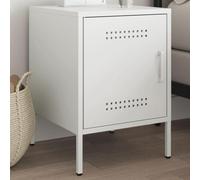 FUDUGEHMIOFWFJJ Comodino Bianco 36x39x50,5 cm Industrial Steel Nightstand with Storage Shelf, Modern Bedside Table for Bedroom Living Room Office, White Metal End Table