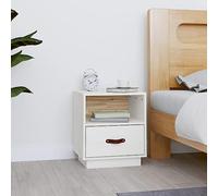 FUDUGEHMIOFWFJJ Comodino Bianco 40x34x45 cm in Legno Massello di Pino, Nightstand with Drawer and Open Shelf, Modern Bedside Table for Bedroom Living Room, Rustic Pine Wood Storage Furniture