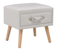 FUDUGEHMIOFWFJJ Comodino Bianco 40x35x40 cm in Similpelle with Drawer, White Nightstand with Storage, Modern Bedside Table, Pine Wood Structure, Multi-Functional End Table for Bedroom Living Room