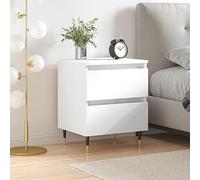 FUDUGEHMIOFWFJJ Comodino Bianco 40x35x50 cm in Legno Multistrato with 2 Drawers, White Nightstand for Bedroom Living Room, Engineered Wood Side Table with Stable Top for Decor