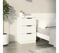 FUDUGEHMIOFWFJJ Comodino Bianco 40x36x65 cm Modern Nightstand with 3 Drawers, Multilayer Wood Bedside Table for Bedroom Storage, White End Table with Wall Mounting Kit