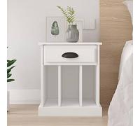 FUDUGEHMIOFWFJJ Comodino Bianco 43x36x50 cm Modern Nightstand with Drawer and Shelves, White Bedside Table for Bedroom Storage, Engineered Wood End Table with Wall Mounting Kit