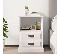 FUDUGEHMIOFWFJJ Comodino Bianco 43x36x60 cm Nightstand with 2 Drawers, Engineered Wood Bedside Table for Bedroom, Modern White End Table with Storage Shelf, Sturdy Surface for Decor