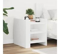FUDUGEHMIOFWFJJ Comodino Bianco 45x50x50 cm Nightstand with Storage Shelves, Modern Bedside Table for Bedroom Living Room, Sturdy Particle Board Design with Easy Assembly and Wall Mount