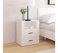 FUDUGEHMIOFWFJJ Comodino Bianco 50x36x60 cm in Legno Ingegnerizzato, Elegant Bedside Table with Storage Drawer, Modern Nightstand for Bedroom, Living Room, Office Use