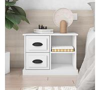 FUDUGEHMIOFWFJJ Comodino Bianco 60x35,5x45 cm Nightstand with 2 Drawers and 2 Compartments, Engineered Wood Bedside Table for Bedroom, Modern White End Table with Spacious Storage and Sturdy Surface
