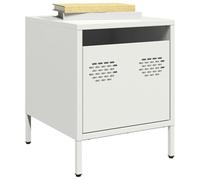 FUDUGEHMIOFWFJJ Comodino Bianco Acciaio 35x39x43,5 cm Industrial Design Nightstand with Drawer, Multifunctional Steel Side Table for Bedroom Living Room