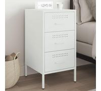 FUDUGEHMIOFWFJJ Comodino Bianco Industrial Bedside Table with 3 Drawers, Cold Rolled Steel Nightstand, 36x39x68 cm White Metal Dresser for Bedroom Living Room Storage