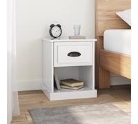 FUDUGEHMIOFWFJJ Comodino Bianco Lucido 39x39x47,5 cm Legno Multistrato with Drawer and Open Shelf, Modern Nightstand for Bedroom, Living Room End Table, Engineered Wood Furniture